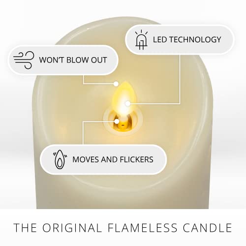 Luminara Scalloped Edge Flameless LED Candle - Ivory 3.5" x 5" - Real Wax Pillar Battery Operated Moving Flame w/Timer Unscented 1000Hr Runtime - Image 3