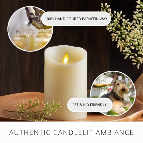 Luminara Scalloped Edge Flameless LED Candle - Ivory 3.5" x 5" - Real Wax Pillar Battery Operated Moving Flame w/Timer Unscented 1000Hr Runtime - Image 5