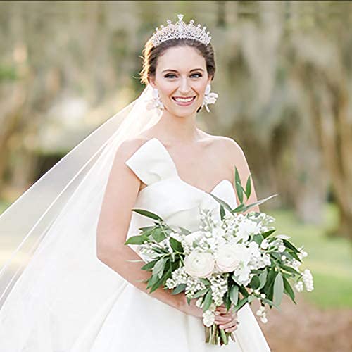 Vofler Crystal Tiaras and Crowns for Women Queen Silver Rhinestone Hair Jewelry Decor for Princess Ladies Flower Girls Bridal Bride Birthday Pageant Wedding Prom Halloween Costume Party with Combs - Image 3
