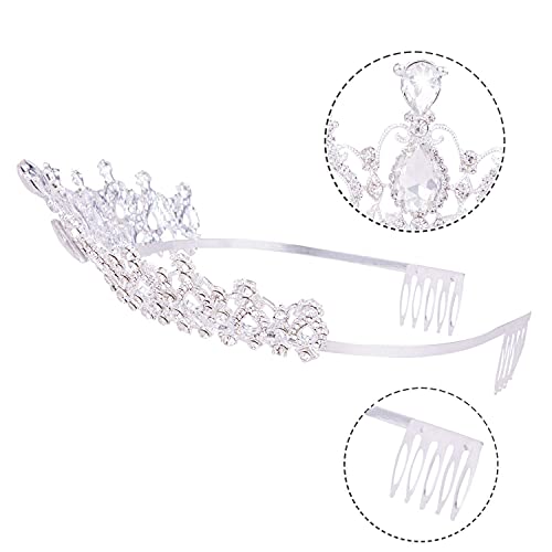 Vofler Crystal Tiaras and Crowns for Women Queen Silver Rhinestone Hair Jewelry Decor for Princess Ladies Flower Girls Bridal Bride Birthday Pageant Wedding Prom Halloween Costume Party with Combs - Image 5