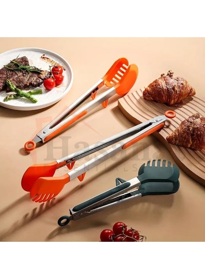 HASANAT ESSENTIALS Essentials Multipurpose 2-in-1 Silicone Clamp Spatulas and Tongs â€“ Heat-Resistant, Non-Stick, Easy Grip - Image 2