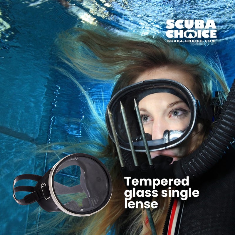 Scuba Choice Spearfishing Free Dive Mask - Classic Rubber with Tempered Glass Lenses | Oval Shape Stainless Steel Frame for Enhanced Visibility & Comfort, Perfect Underwater Adventures - Black - Image 4