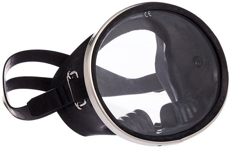 Scuba Choice Spearfishing Free Dive Mask - Classic Rubber with Tempered Glass Lenses | Oval Shape Stainless Steel Frame for Enhanced Visibility & Comfort, Perfect Underwater Adventures - Black - Image 1