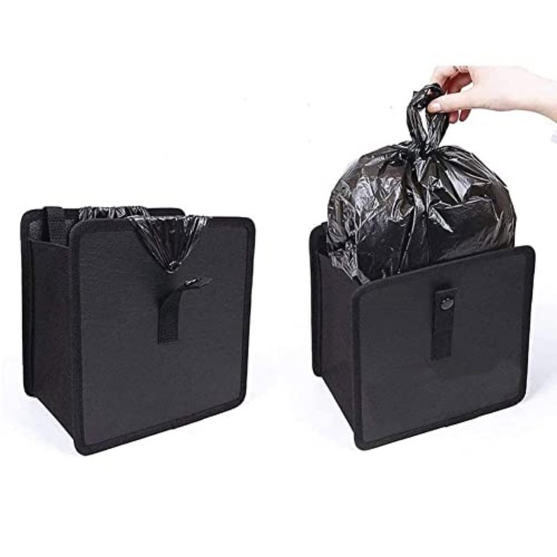 Foldable Hanging Car Trash Bag Can Premium Waterproof Garbage Bag Organizer Universal Storage Bin Basket Best for Interior Car Accessories, for Auto Truck Van and SUV Black - Image 2