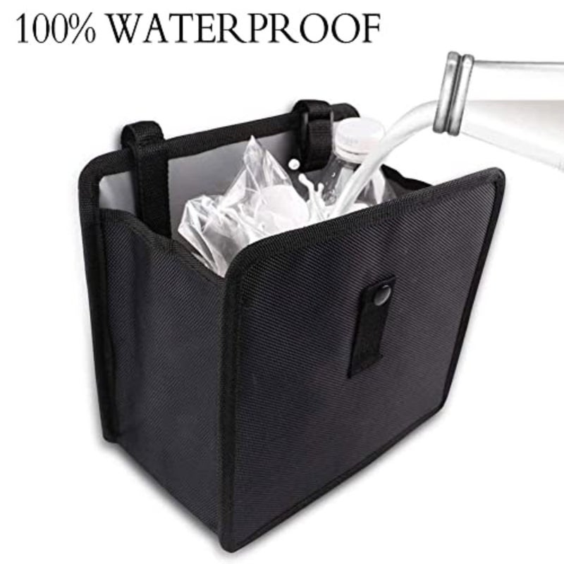 Foldable Hanging Car Trash Bag Can Premium Waterproof Garbage Bag Organizer Universal Storage Bin Basket Best for Interior Car Accessories, for Auto Truck Van and SUV Black - Image 4
