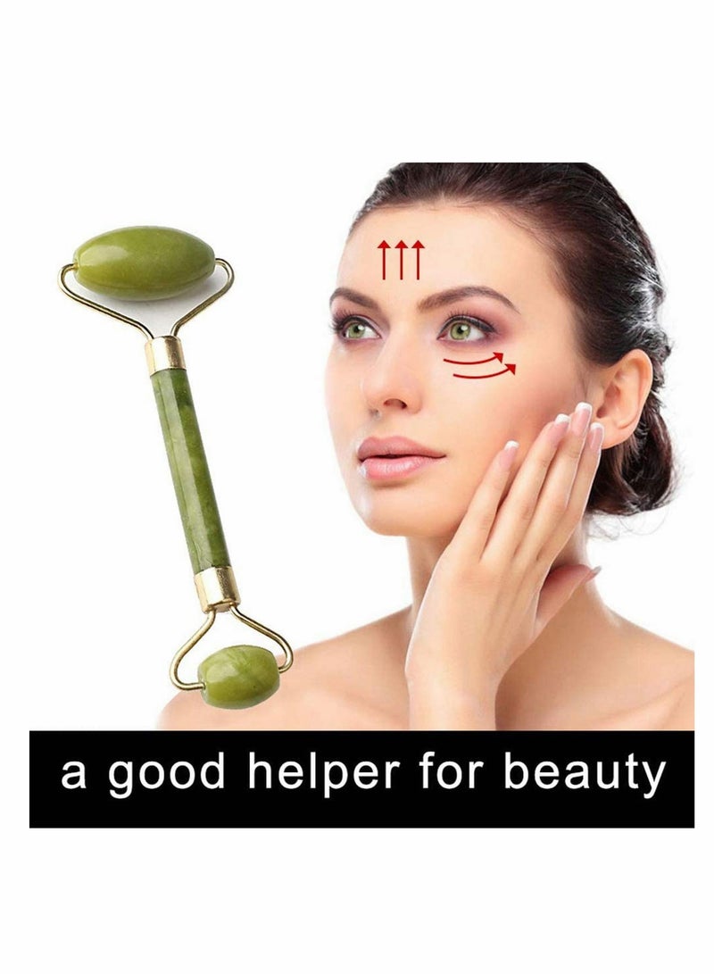 Excefore Jade Roller & Gua Sha Set, Gua Sha Massager Slimming Tool, Facial Face Jade Roller Natural Stone & Gua Sha Set Beauty Tool for Neck and Eye Treatment, Skin Tightening, Lift Firming - Image 4