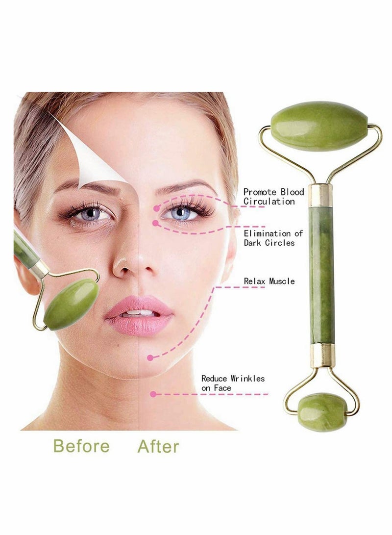 Excefore Jade Roller & Gua Sha Set, Gua Sha Massager Slimming Tool, Facial Face Jade Roller Natural Stone & Gua Sha Set Beauty Tool for Neck and Eye Treatment, Skin Tightening, Lift Firming - Image 5