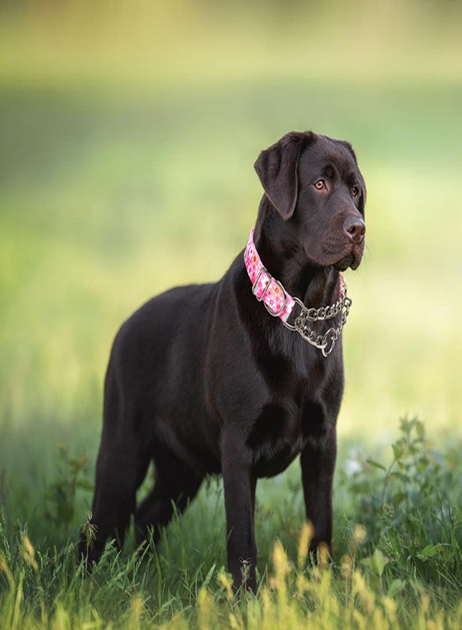 cyhaen Martingale Dog Collar for Medium Dogs,Choker Collar for Dogs,Training Escape Proof Heavy Duty Dog No Pull Dog Collar for Medium Large Pet Boy Male Dogs, Pink Floral M - Image 3