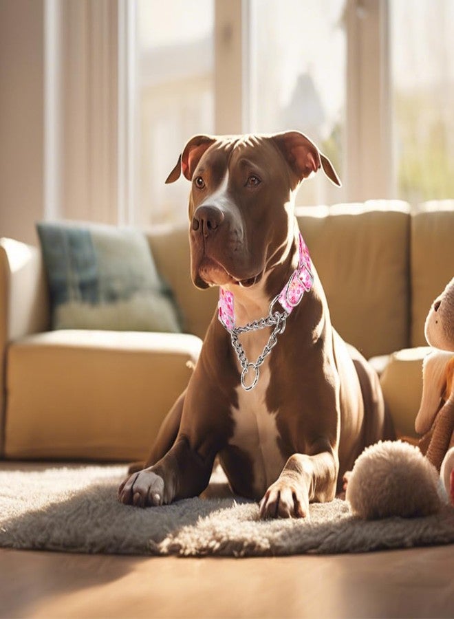 cyhaen Martingale Dog Collar for Medium Dogs,Choker Collar for Dogs,Training Escape Proof Heavy Duty Dog No Pull Dog Collar for Medium Large Pet Boy Male Dogs, Pink Floral M - Image 2