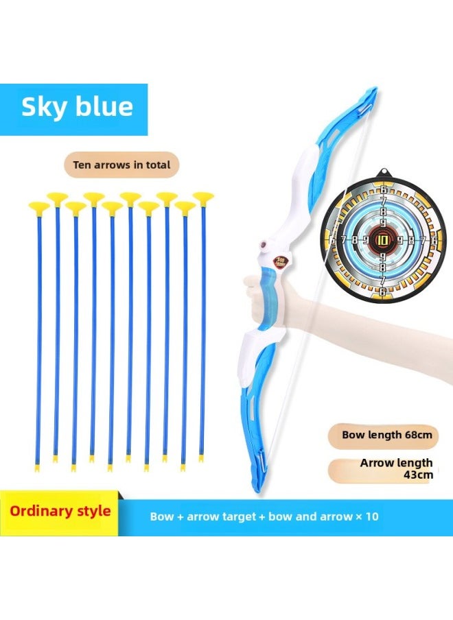 Generic Outdoor Toy Suction Cup Children Archery Beginner Shooting Sports Leisure Plastic Bow Arrow Arrow Set Bow Arrow Toy-Color:Second Generation Star Blue Upgrade (send Target)  - Image 1