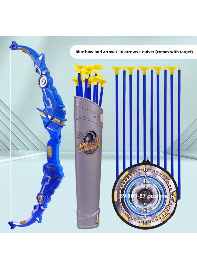 Generic Outdoor Toy Suction Cup Children Archery Beginner Shooting Sports Leisure Plastic Bow Arrow Arrow Set Bow Arrow Toy-Color:Second Generation Star Blue Upgrade (send Target)  - Image 4