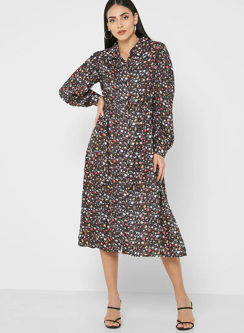 ELLA Elbow Sleeve Button-Down Dress