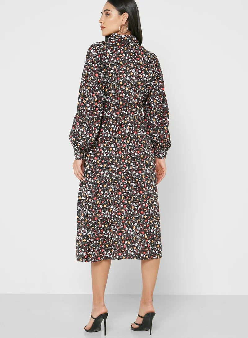 ELLA Elbow Sleeve Button-Down Dress