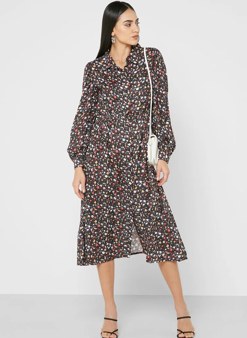 ELLA Elbow Sleeve Button-Down Dress