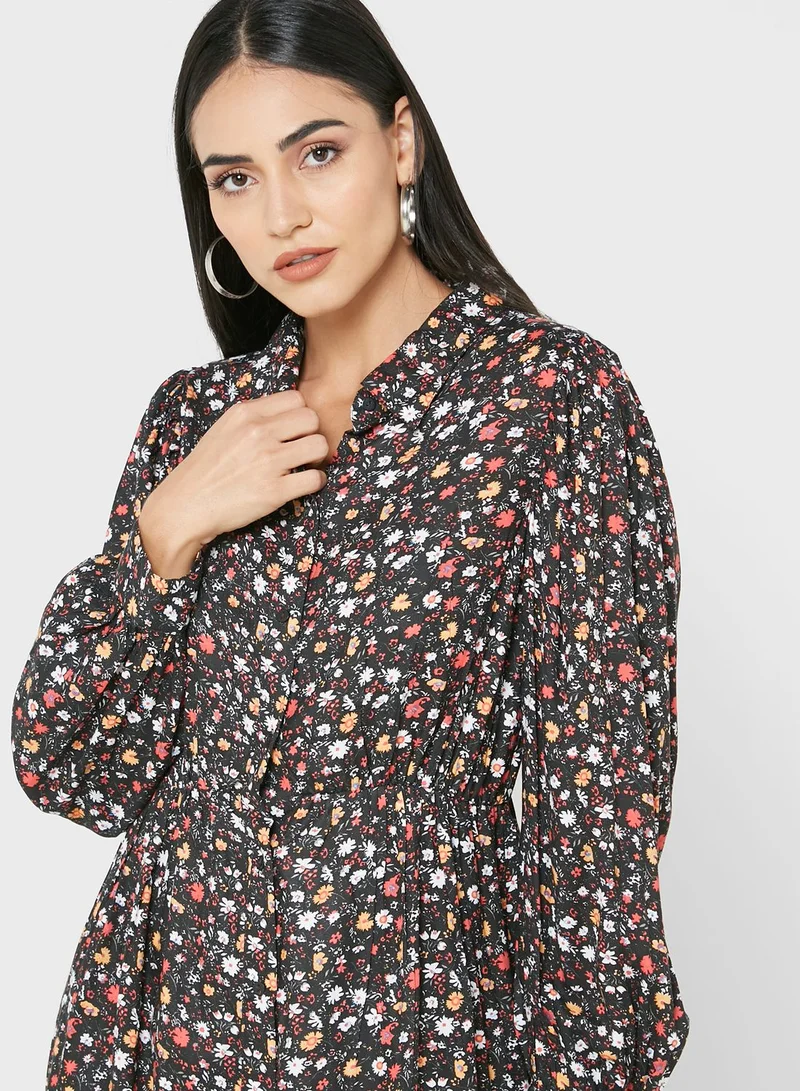 ELLA Elbow Sleeve Button-Down Dress