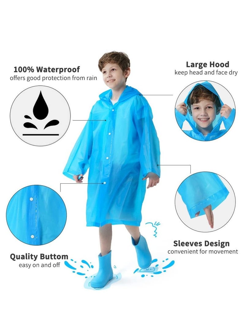 SYOSI Kids Waterproof Rain Coat, EVA Portable Rain Poncho, for Girls Boys Toddler Rainwear Rain Jacket Cape, Reusable Children Raincoat for Outdoor Climbing Cycling Hiking Camping  - Image 2