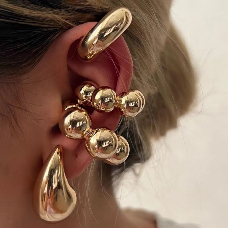 ofeankri Elegant Oval Hollow Electroplated Ear Cuff Earrings - Stylish & Sophisticated - Image 2