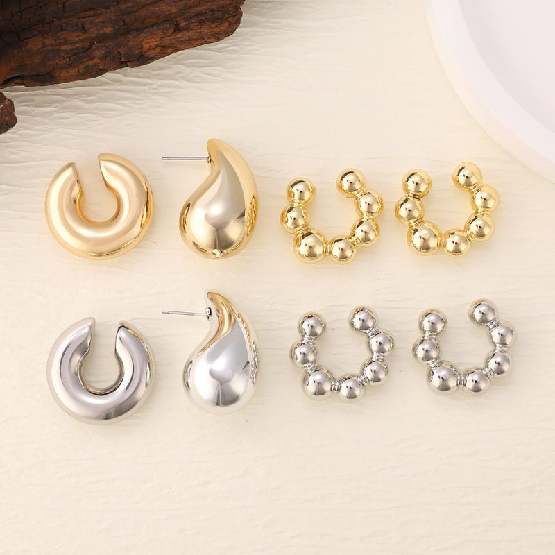 ofeankri Elegant Oval Hollow Electroplated Ear Cuff Earrings - Stylish & Sophisticated - Image 4