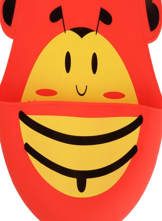 Yellow Bee Silicone Easy Clean Bib with Crumb Collector, Red and Pink - Pack of Two - Image 3