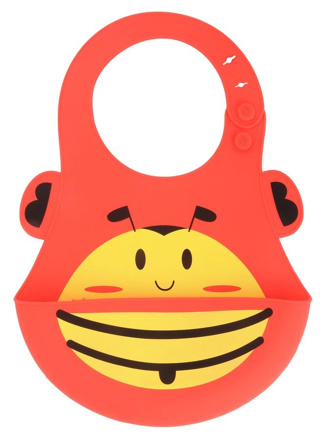 Yellow Bee Silicone Easy Clean Bib with Crumb Collector, Red and Pink - Pack of Two - Image 2