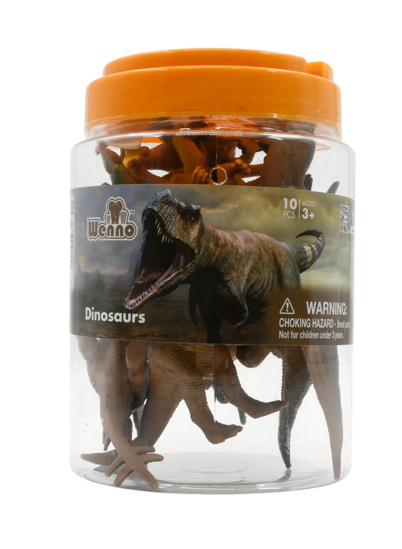 WENNO مجموعة ألعاب الديناصورات المكونة من 10 قطع في دلو بارتفاع 5.75 بوصة - Image 1