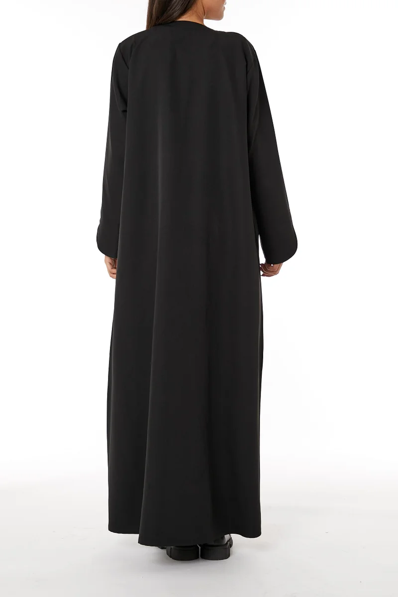 Moistreet  Front Embroidered Nida Open Abaya for Women | Best Price UAE