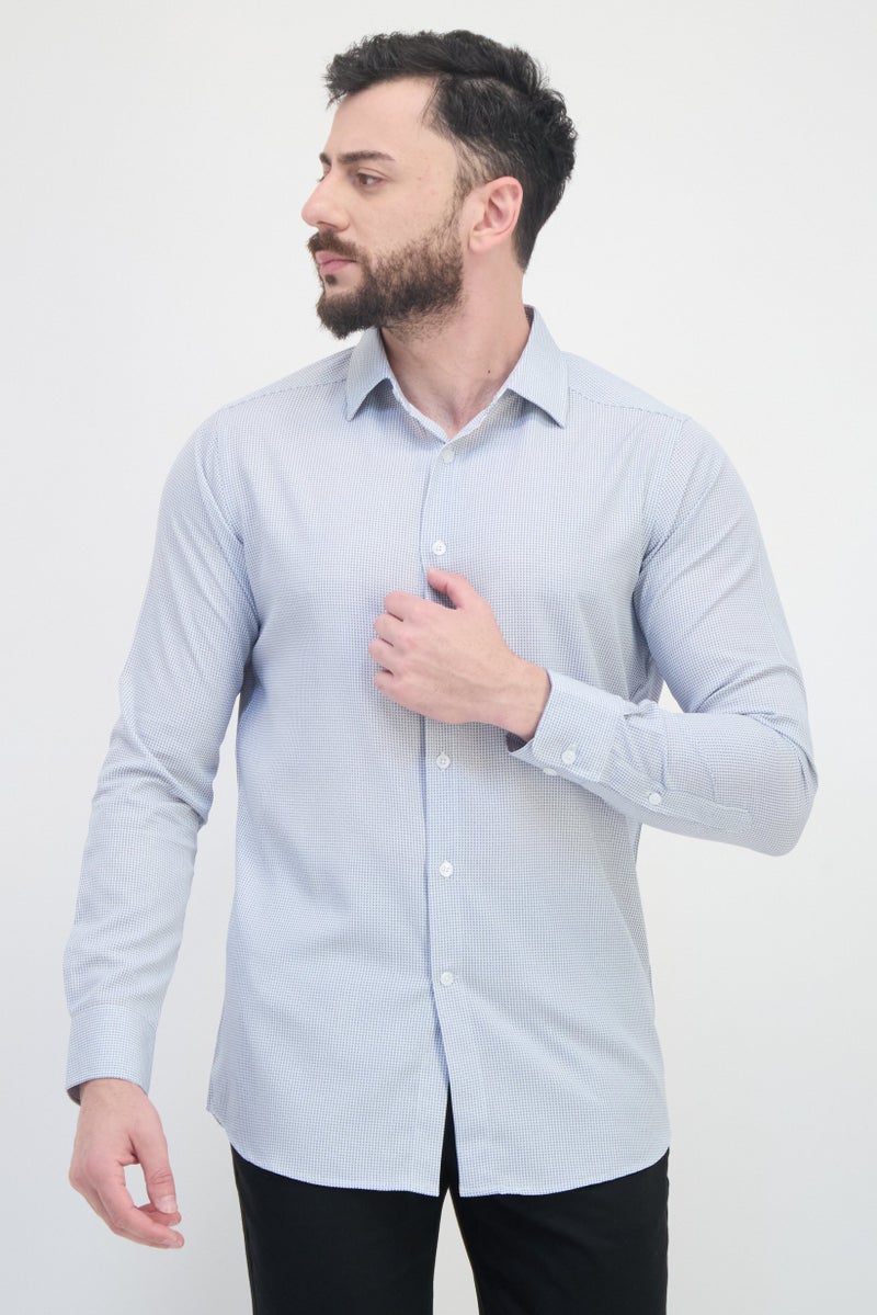 Scotch & Soda Men Modern Fit Kinetic Print Long Sleeve Dress Shirt, Multicolor - Image 1