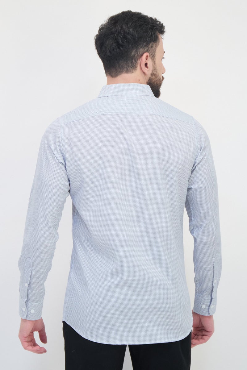 Scotch & Soda Men Modern Fit Kinetic Print Long Sleeve Dress Shirt, Multicolor - Image 3