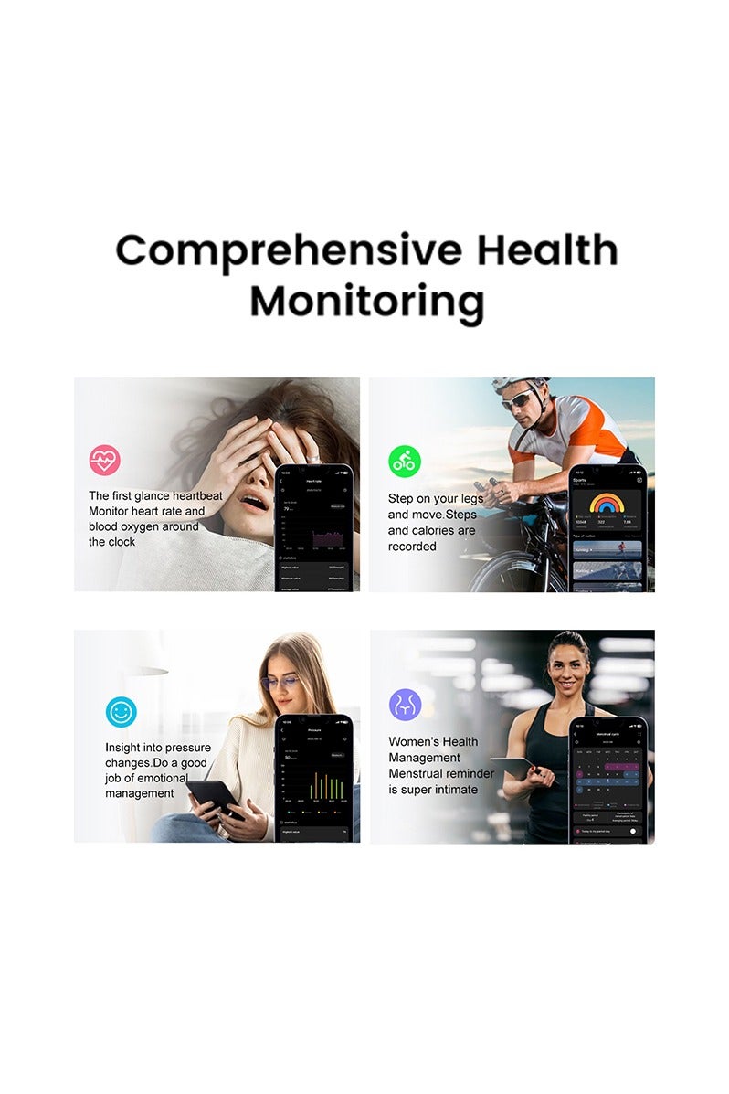 Smart Ring Health Tracker, Fitness Tracker, Activity Trackers for ManWomen -SleepExercise Monitor,Waterproof Sleep Tracking Wearable (Black, 10) - Image 5