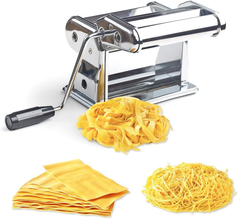 Andalus Pasta Machine 1 Piece Stainless Steel Spaghetti Lasagna Fucchini Maker Pasta Noodles Maker Dough Straightener Adjustable Thickness 3 Inserts for Different Uses Silver 0222235225 - Image 2