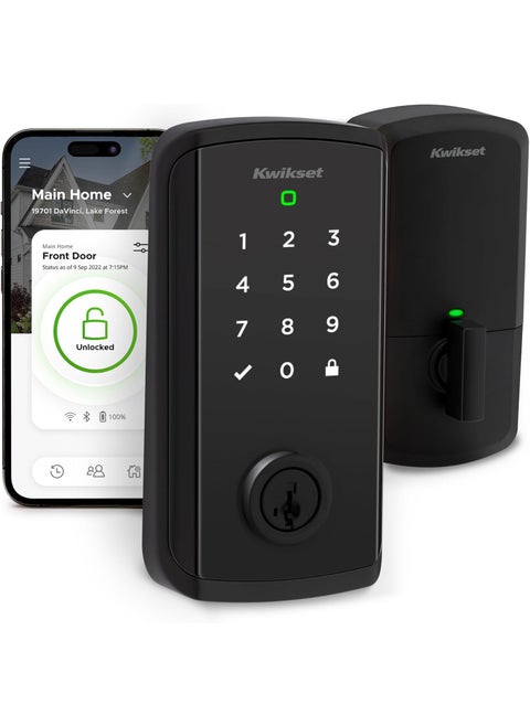 Kwikset Halo Select Smart Lock Keyless Entry Door Lock WiFi and Matter Enabled Deadbolt No Hub Needed Geofence AutoUnlock Grade AAA Certified Easy Install Matte Black Lifetime Finish Warranty