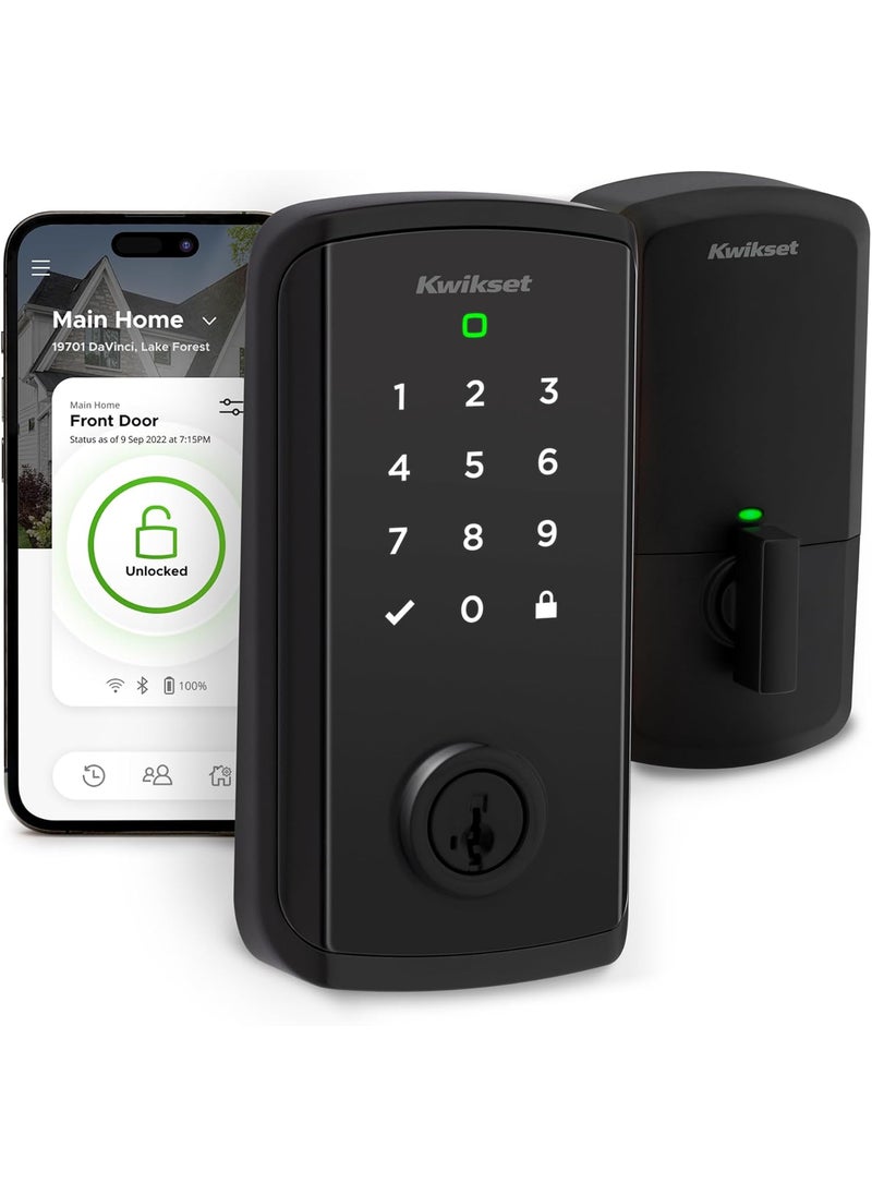 Kwikset - Kwikset Halo Select Smart Lock Keyless Entry Door Lock WiFi and Matter Enabled Deadbolt No Hub Needed Geofence AutoUnlock Grade AAA Certified Easy Install Matte Black Lifetime Finish Warranty - Image 1