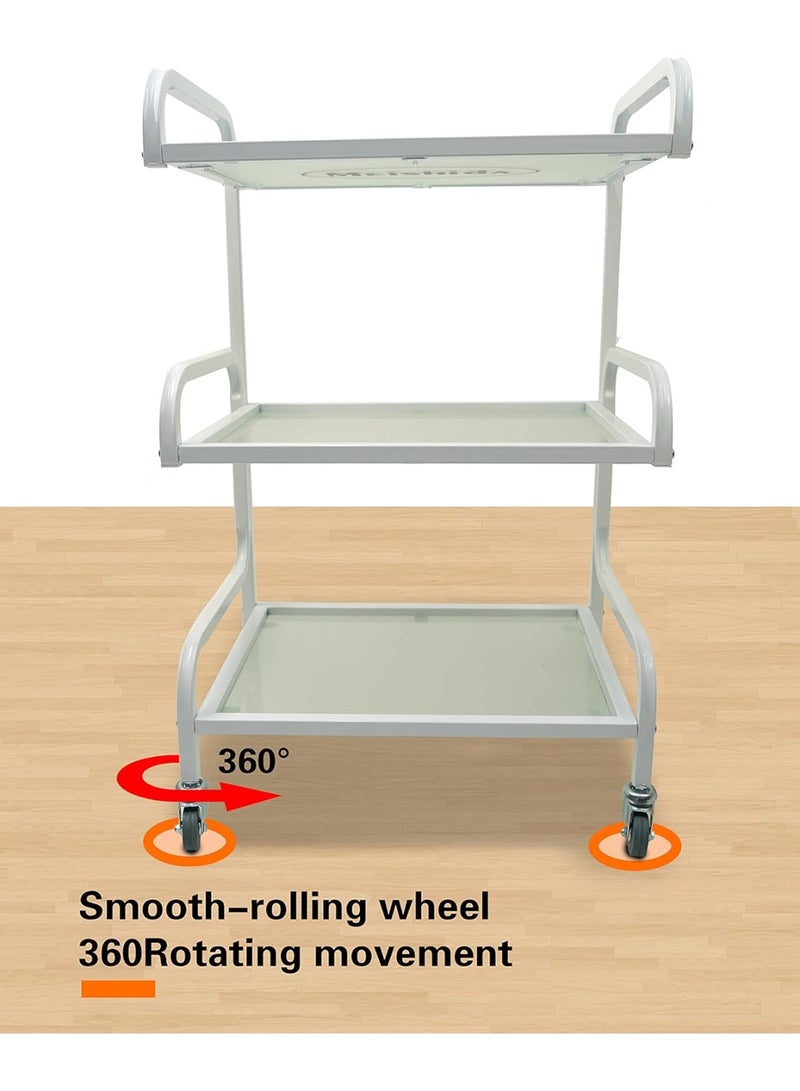 Meishida Glass Trolley Cart with 3 Layers of Glass Shelves for Salon & Spa, Beauty Facial Clinic Professional and Personal Use Equipment Furniture  - Image 4