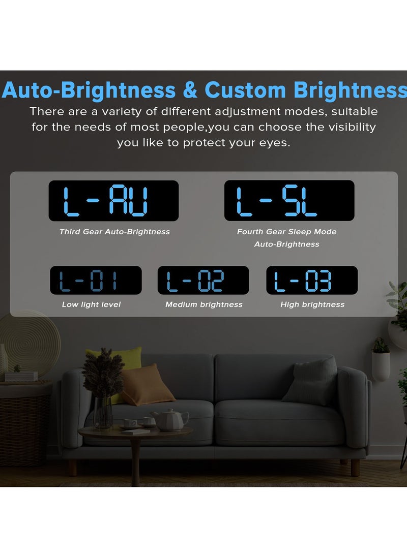 Yakiter Digital Clock, 9" LED Alarm Clock for Bedroom, Bedside Desk Table Clock, Digital Clock with Temperature/DST/Auto-Dimming/Humidity/Snooze - 12/24H, for Deep Sleepers Kids Elderly Home Office  - Image 4