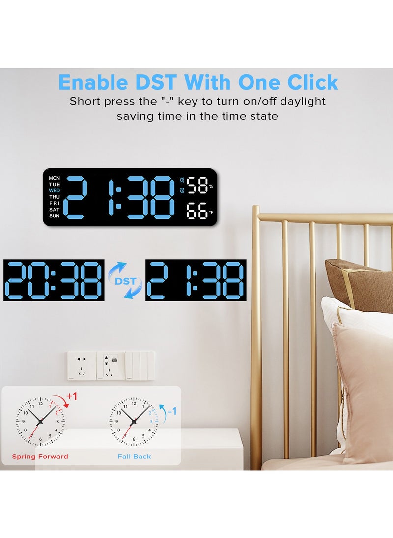 Yakiter - Digital Clock, 9" LED Alarm Clock for Bedroom, Bedside Desk Table Clock, Digital Clock with Temperature/DST/Auto-Dimming/Humidity/Snooze - 12/24H, for Deep Sleepers Kids Elderly Home Office - Image 1
