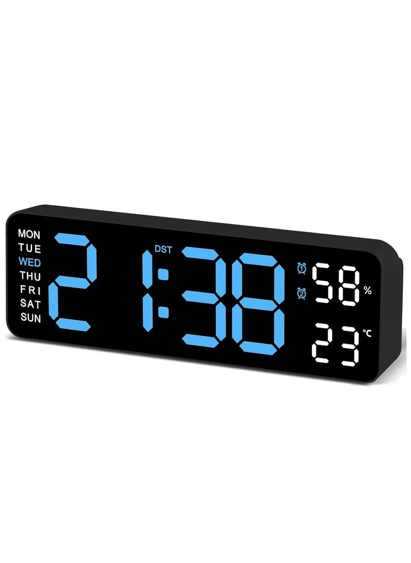 Yakiter Digital Clock, 9" LED Alarm Clock for Bedroom, Bedside Desk Table Clock, Digital Clock with Temperature/DST/Auto-Dimming/Humidity/Snooze - 12/24H, for Deep Sleepers Kids Elderly Home Office  - Image 1