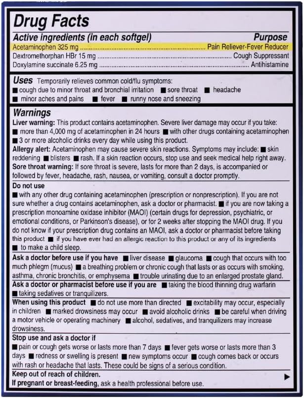 AXIV Nighttime Cold  Flu Relief Softgels MultiSymptom Nighttime Relief for Headache Fever Sore Throat Minor Aches and Pains Sneezing Runny Nose and Cough 24 Count - Image 2