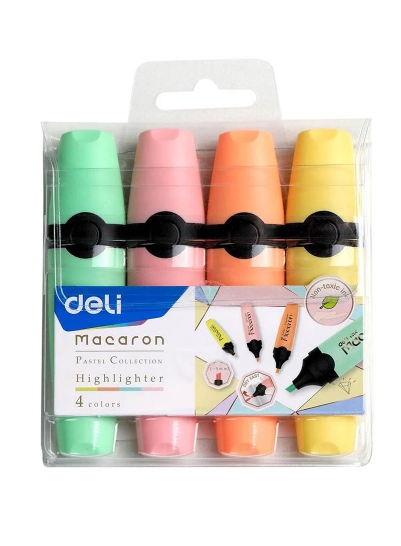 Deli 4-Piece Pastel Colour Highlighters Multicolour - Image 1