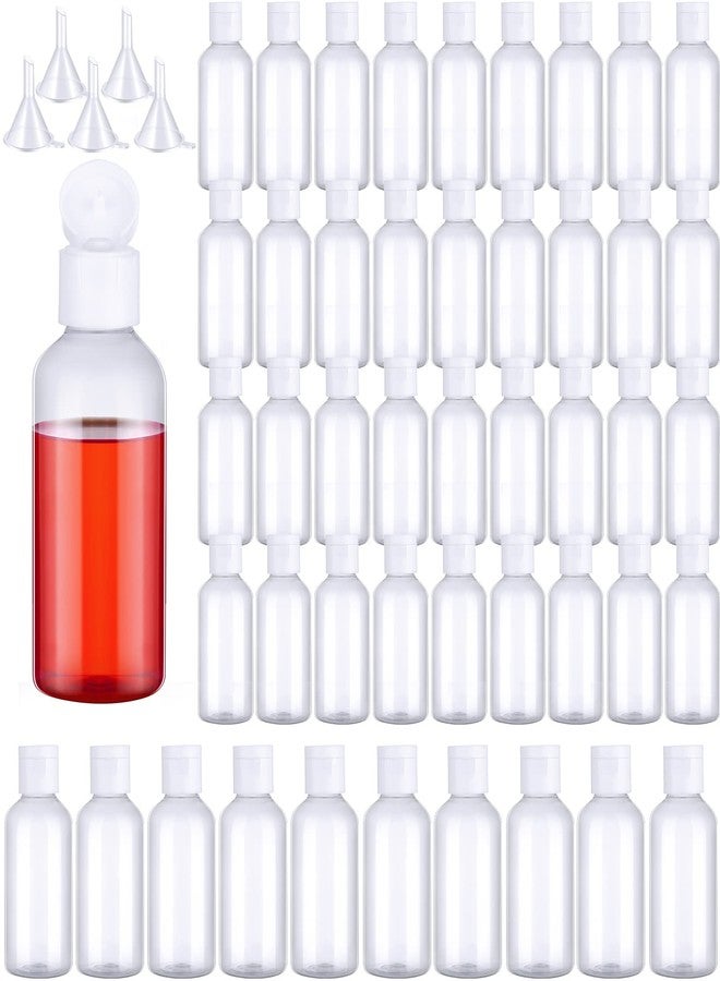 Eccliy 100 Pack 2 oz Travel Bottles Plastic Bottles with Lids Refillable Travel Size Cover Cap Plastic Liquid container for Toiletries Lotions Shampoo Creams Dispensing with 5 Funnels(Clear) - Image 1