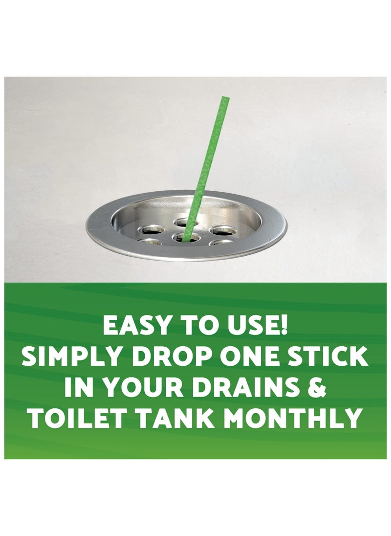 GREEN GOBBLER - Drain Cleaner & Deodorizer FRESH SCENT Sticks for Toilet Tanks, Sinks, Bathtub Drains, Washing Machine Drains and Garbage Disposals - 24 Pieces - Image 1