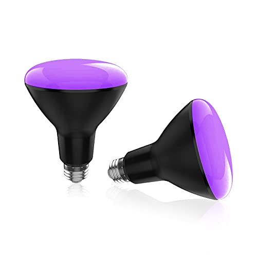 U4GLORY BR30 UV Black Light Bulb - 15W(100w Equivalent) E26 Medium Base, UVA 385-410nm, Blacklight Flood Light Bulbs Perfect for Body Paint, Blacklights Party, Fluorescent Poster, Halloween, Bedroom, 2 Pack - Image 1