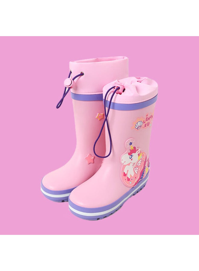 Lemonkid Children's Rain Boots, Boys And Girls Water Shoes, Baby Water Boots, Non-slip Rubber Shoes, Kids Rain Boots, Pink And Purple Unicorn, Size 32 - Image 1