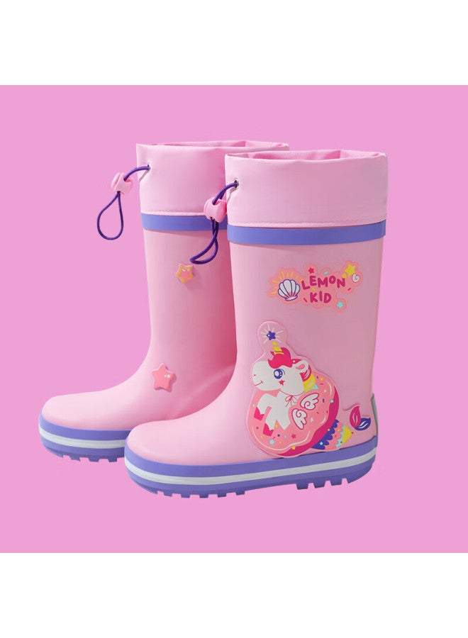 Lemonkid Children's Rain Boots, Boys And Girls Water Shoes, Baby Water Boots, Non-slip Rubber Shoes, Kids Rain Boots, Pink And Purple Unicorn, Size 32 - Image 5