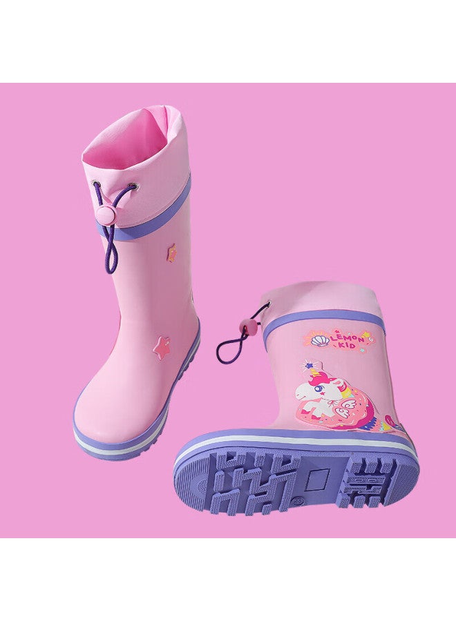 Lemonkid Children's Rain Boots, Boys And Girls Water Shoes, Baby Water Boots, Non-slip Rubber Shoes, Kids Rain Boots, Pink And Purple Unicorn, Size 32 - Image 4