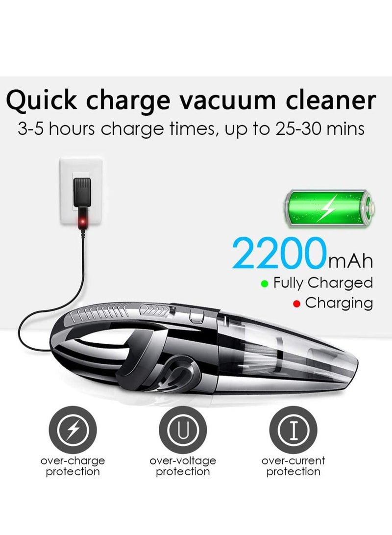 SYOSI Handheld Vacuums, Wet and Dry Cleaner 120W 6000Pa Strong Suction, 2200mAh Up to 30 Mins Car Rechargeable, Portable for Home, Pet, and Office - Image 3