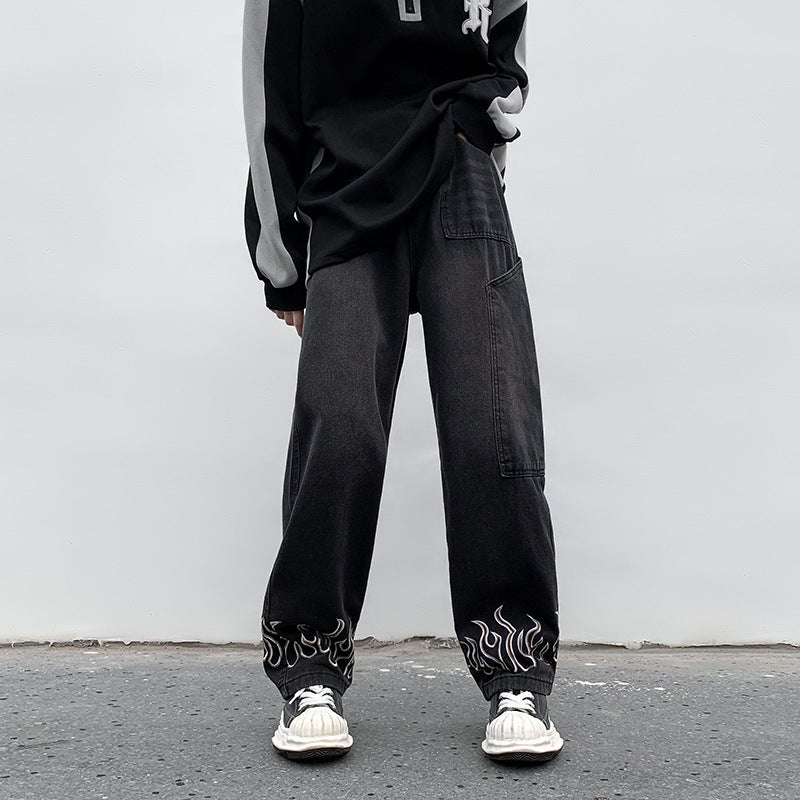 Casual Hip-Hop Wide Leg Pants black gray