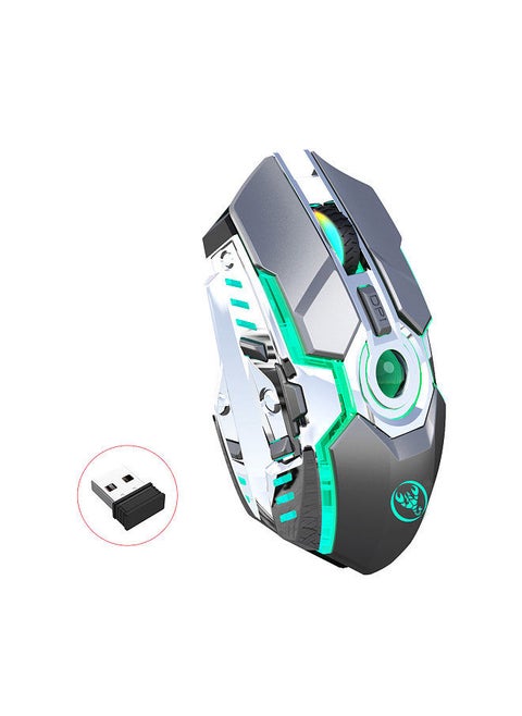 T30 Wireless Mouse 2.4G USB Receiver with 5 Backlit RGB Mode Mechanical Gaming Mouse for PC Computer Notebook Rechargeable Battery 2400DPI Adjustable Level