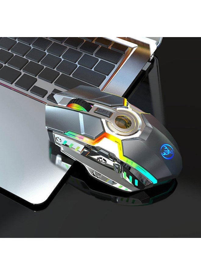 Generic - T30 Wireless Mouse 2.4G USB Receiver with 5 Backlit RGB Mode Mechanical Gaming Mouse for PC Computer Notebook Rechargeable Battery 2400DPI Adjustable Level - Image 1