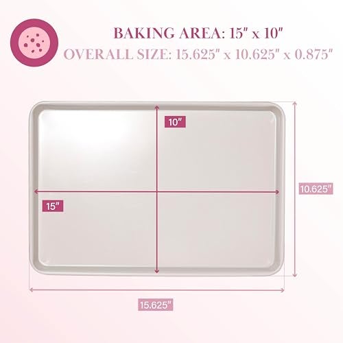 Paris Hilton Nonstick Carbon Steel Bakeware Collection, 15-Inch x 10-Inch Cookie Baking Sheet, Dishwasher Safe, Made without PFOA and PFAS, Pink Cream Two-Tone - Image 2
