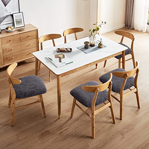 Genina Chair Seat Covers Waterproof Dining Room Chair Covers 4 Pack Stretch Seat Covers for Dinning Room Chair Protector Slipcover for Kitchen, Hotel (4, Flower Pattern-Dark Gray) - Image 2